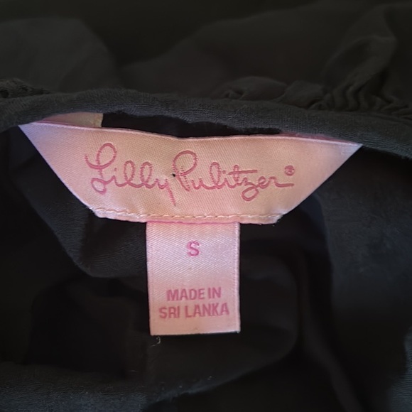 Lilly Pulitzer Willa Onyx Black Tie Neck Blouse - S - Picture 10 of 12